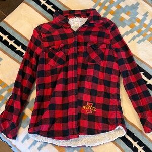 Iowa State University Red and Black Plaid Flannel Shirt